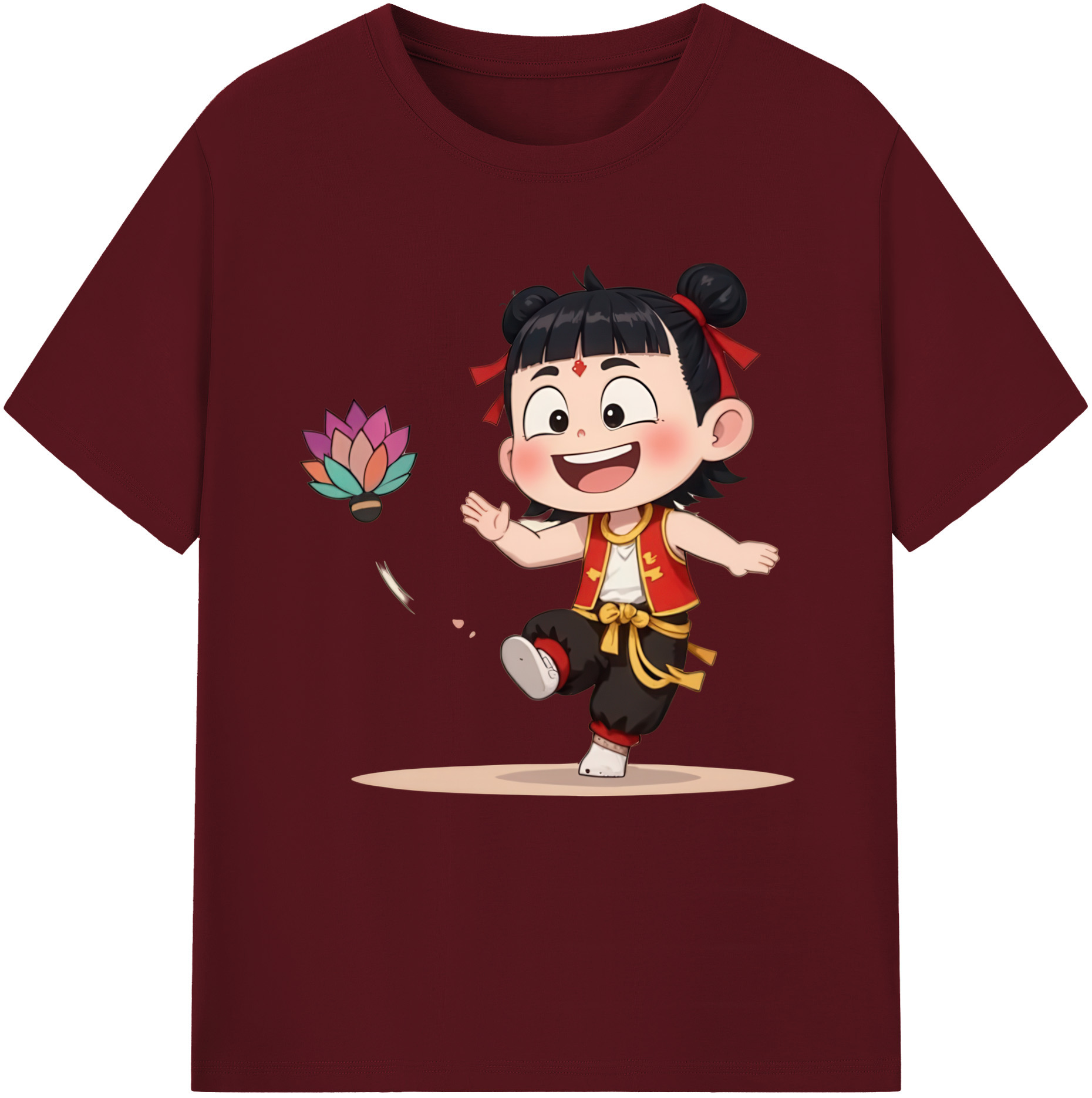 （画像用） Ne Zha 2 ナタ 魔童の大暴れ 綿100％半袖Tシャツ（フロントプリント）